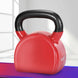 Everfit 24kg kettlebell with stable flat base on yoga mat for home gym training.