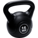 Black kettlebell with '16 KG' marking on a white background