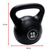 Black kettlebell with measurement details on a white background