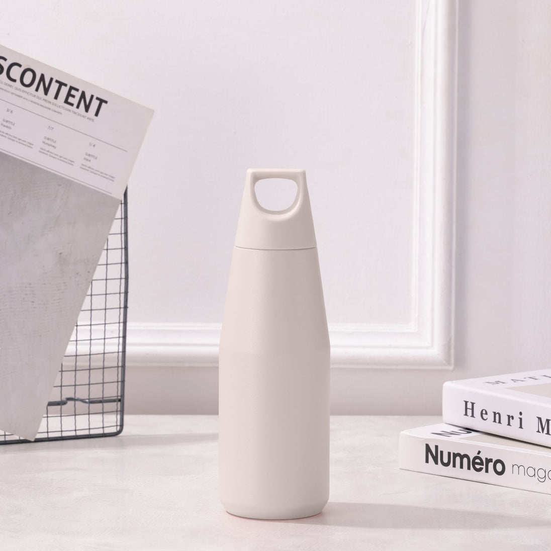 White steel water bottle 