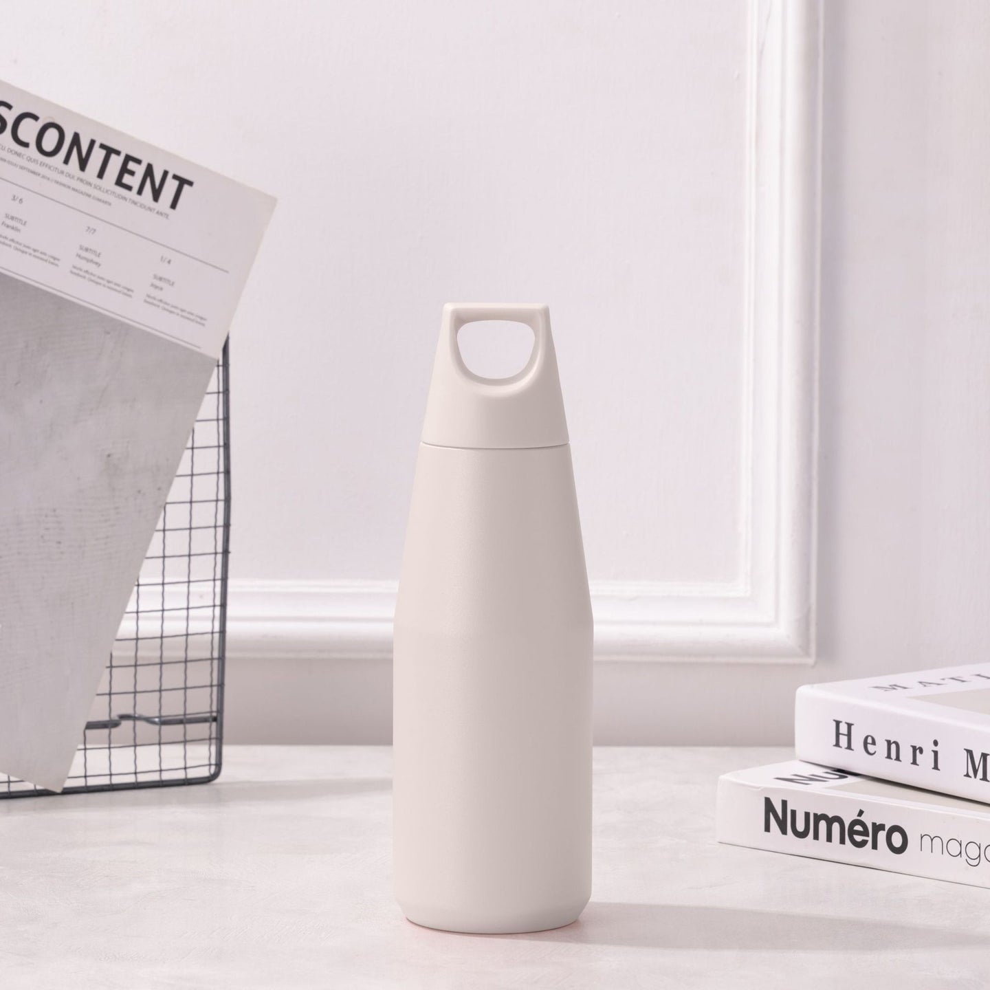White steel water bottle 